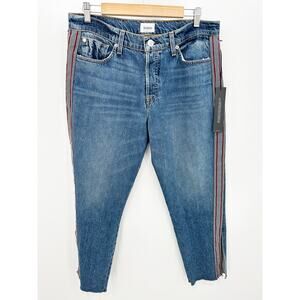 Hudson Womens Jeans 30 Luxe Crop Riley Relaxed Straight Denim Cropped Raw Hem